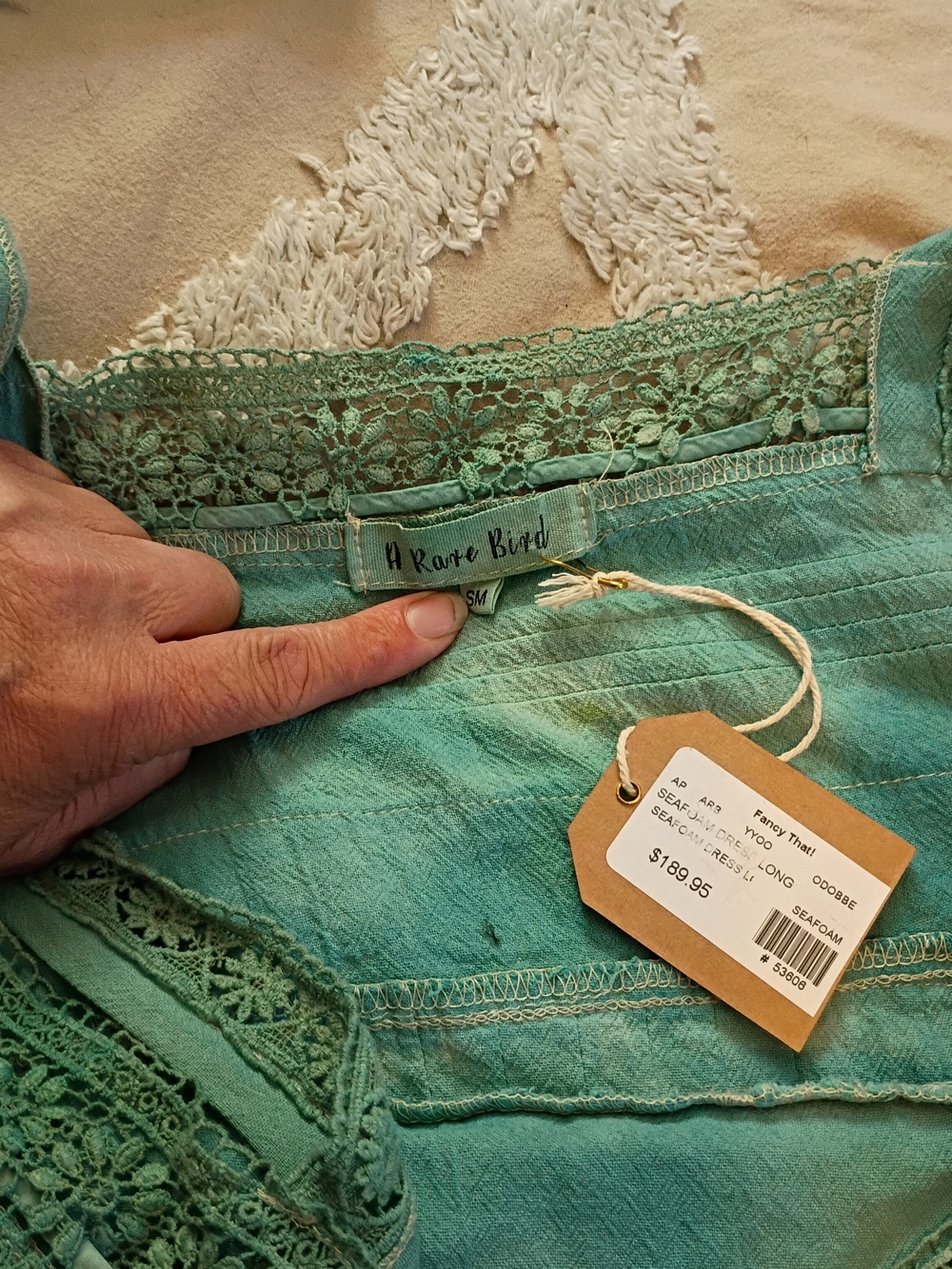NWT A Rare Bird Miss Madam Seafoam Maxi Eyelet Dress S M - Picture 10 of 12